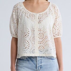 Women's Cream Eyelet Top